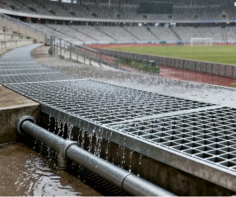 Grille en acier galvanisé robuste avec un pas de barre portante de 15/20/30 mm pour les plateformes de passerelle