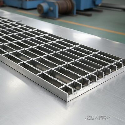 Grille d'escalier robuste en acier inoxydable conforme à la norme ANSI pour la sécurité industrielle