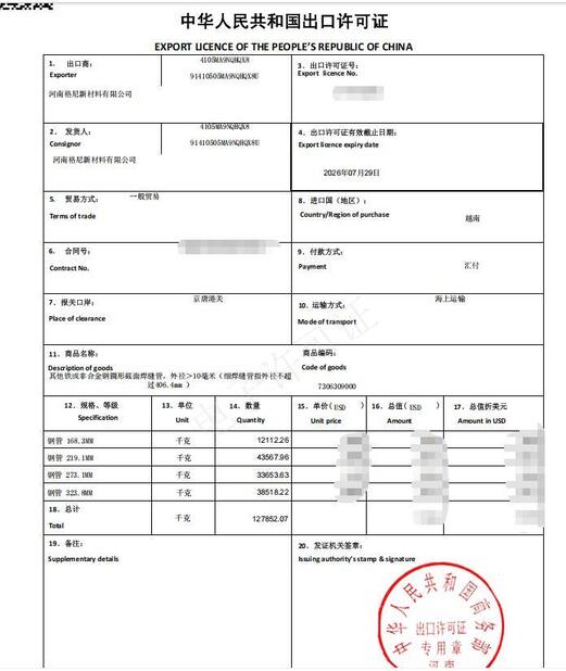 Chine Gnee Steel (tianjin) Co., Ltd certifications